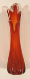 Vintage L.E. Smith Orange Red Flame 10" Tall Swung Glass Vase