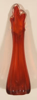 Vintage L.E. Smith Orange Red Flame 10" Tall Swung Glass Vase
