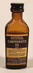 Rare Vintage National Drug And Chemical Company of Canada Limited Montreal Canada Camphorated Oil B. P. 2 Fl. Ounces Brown Amber Glass Bottle Near Full