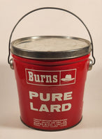 Vintage Burns & Co. Limited Calgary Canada Burns Pure Lard 3 Lbs Red Tin Metal Pail