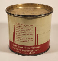 Vintage 1940s Sasco Honey 2 Lb Tin Metal Can Saskatchewan Honey Company Tisdale, Saskatchewan