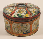 Vintage Gray Dunn Biscuit Manufactures A Product of Scotland Colorful Flowers Embossed Tin Metal Container