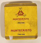 Montecristo Habana Cuba 5 Media Corona Yellow Tin Metal Cigar Case With Sliding Lid