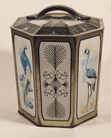 Vintage Peek Freans Scarlet Macaw Crowned Crane Lady Amherst Pheasant Greater Flamingo Bird Themed Octagonal Tin Metal Container