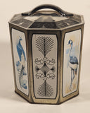 Vintage Peek Freans Scarlet Macaw Crowned Crane Lady Amherst Pheasant Greater Flamingo Bird Themed Octagonal Tin Metal Container