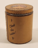 Vintage Vancouver Canada Savings Bank Watch the Money Climb The Ladder Leather Covered Glass Jar Coin Bank