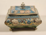 Vintage Harry Vincent Limited Blue Bird Confectionery Footed Flower Themed Embossed Tin Metal Container