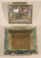 Vintage Harry Vincent Limited Blue Bird Confectionery Footed Flower Themed Embossed Tin Metal Container