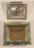 Vintage Harry Vincent Limited Blue Bird Confectionery Footed Flower Themed Embossed Tin Metal Container