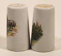 Vintage Black Bear and Beaver Gold Speckled White Porcelain Salt and Pepper Shaker Set Made in Japan