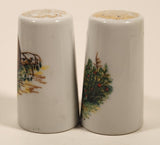 Vintage Black Bear and Beaver Gold Speckled White Porcelain Salt and Pepper Shaker Set Made in Japan