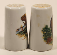 Vintage Black Bear and Beaver Gold Speckled White Porcelain Salt and Pepper Shaker Set Made in Japan