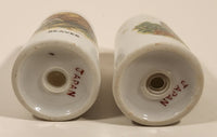 Vintage Black Bear and Beaver Gold Speckled White Porcelain Salt and Pepper Shaker Set Made in Japan