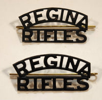Vintage WWII Regina Rifles Shoulder Badge Title Set of 2