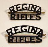 Vintage WWII Regina Rifles Shoulder Badge Title Set of 2