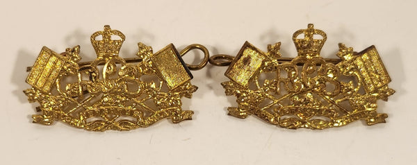 Vintage WWII RCS Royal Canadian Corps of Signals Shoulder Badge Title Set of 2