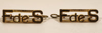 Vintage WWII F de S Les Fusiliers De Sherbrooke Brass Shoulder Badge Title Set of 2