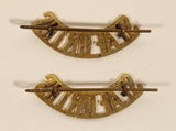 Vintage WWII Canadian Seaforths Highlanders Brass Shoulder Badge Title Set of 2