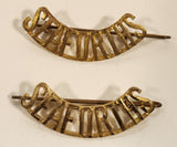 Vintage WWII Canadian Seaforths Highlanders Brass Shoulder Badge Title Set of 2
