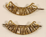 Vintage WWII Canadian Seaforths Highlanders Brass Shoulder Badge Title Set of 2