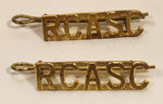 Vintage WWII RCASC Royal Canadian Army Services Corp Brass Shoulder Badge Title Set of 2