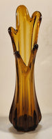 Vintage L.E. Smith Brown Amber Glass 10" Tall Swung Glass Vase
