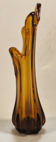 Vintage L.E. Smith Brown Amber Glass 10" Tall Swung Glass Vase