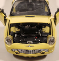 Masito Ford Thunderbird Yellow 1/18 Scale Die Cast Toy Car Vehicle with Opening Doors Hood Trunk Missing Mirrors
