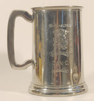 Vintage Fine British Pewter Sheffield England The Rose & Crowns Edmonton's Original English Pub Dan C. Metal Beer Mug Cup with Glass Bottom