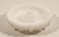 Vintage Hazel Atlas Flower Pattern White Milk Glass Candle Stick Holder