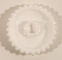 Vintage Hazel Atlas Flower Pattern White Milk Glass Candle Stick Holder