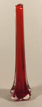 Vintage Murano Clear and Blood Red Art Glass 10" Bud Vase