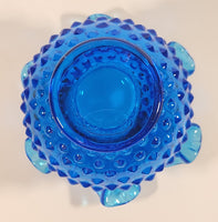 Vintage Fenton Ruffled Edge Hobnail Blue Uranium Glass Flower Vase
