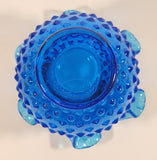 Vintage Fenton Ruffled Edge Hobnail Blue Uranium Glass Flower Vase