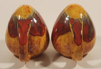 Vintage Art Studio Pottery Orange and Red Drip Glaze Salt and Pepper Shakers Set with Handles Signed EMM