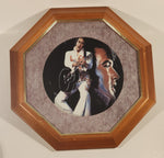 1987 Ernst Elvis Presley Elvis Remembered The King Susie Morton Collector Plate in Glass Covered Octagon Wood Frame