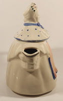 Vintage 1940s Granny Ann USA White and Blue Grandma Tea Pot with Lid