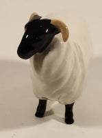 Vintage Beswick England Horned White Sheep with Black Face 4 1/4" Porcelain Figurine