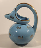 Vintage Guaranteed 22K Gold Made in U.S.A. Blue with Gold Floral Decor Pitcher Jug