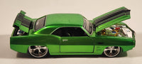 Maisto Pro Rodz 1969 Pontiac Firebird Metallic Green with Black Strip 1/24 Scale Die Cast Toy Car Vehicle With Opening Doors Hood Trunk