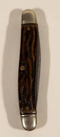 Vintage Imperial Stainless USA Two Blade Brown Textured Handle Folding Pocket Knife