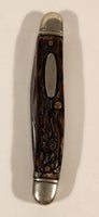 Vintage Imperial Stainless USA Two Blade Brown Textured Handle Folding Pocket Knife