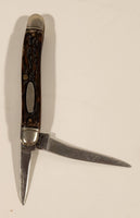 Vintage Imperial Stainless USA Two Blade Brown Textured Handle Folding Pocket Knife