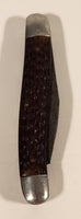 Vintage Monarch Japan #2205 Two Blade Brown Textured Handle Folding Pocket Knife