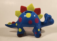Blue Red Yellow Stegosaurus Dinosaur 9 1/2" Ceramic Coin Bank