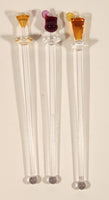 Amscan Cocktail Drink Stirrers Clear Plastic with Detailed Drinks Set of 3