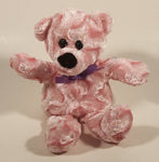 Pink Teddy Bear with Purple Bow 8" Stuffed Beanie Plush Toy