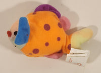 1999 Ty Beanie Babies Lips The Fish Colorful Rainbow Orange 4" Stuffed Beanie Plush Toy