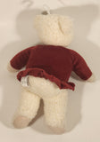 Hallmark Cards White Teddy Bear in Red Dress with Green Square and White Snowflake 10" Stuffed Plush Toy with Velcro Hands