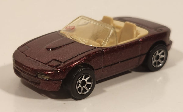 1996 Hot Wheels Auto City Mazda MX-5 Miata Convertible Metallic Dark Red Die Cast Toy Sports Car Vehicle